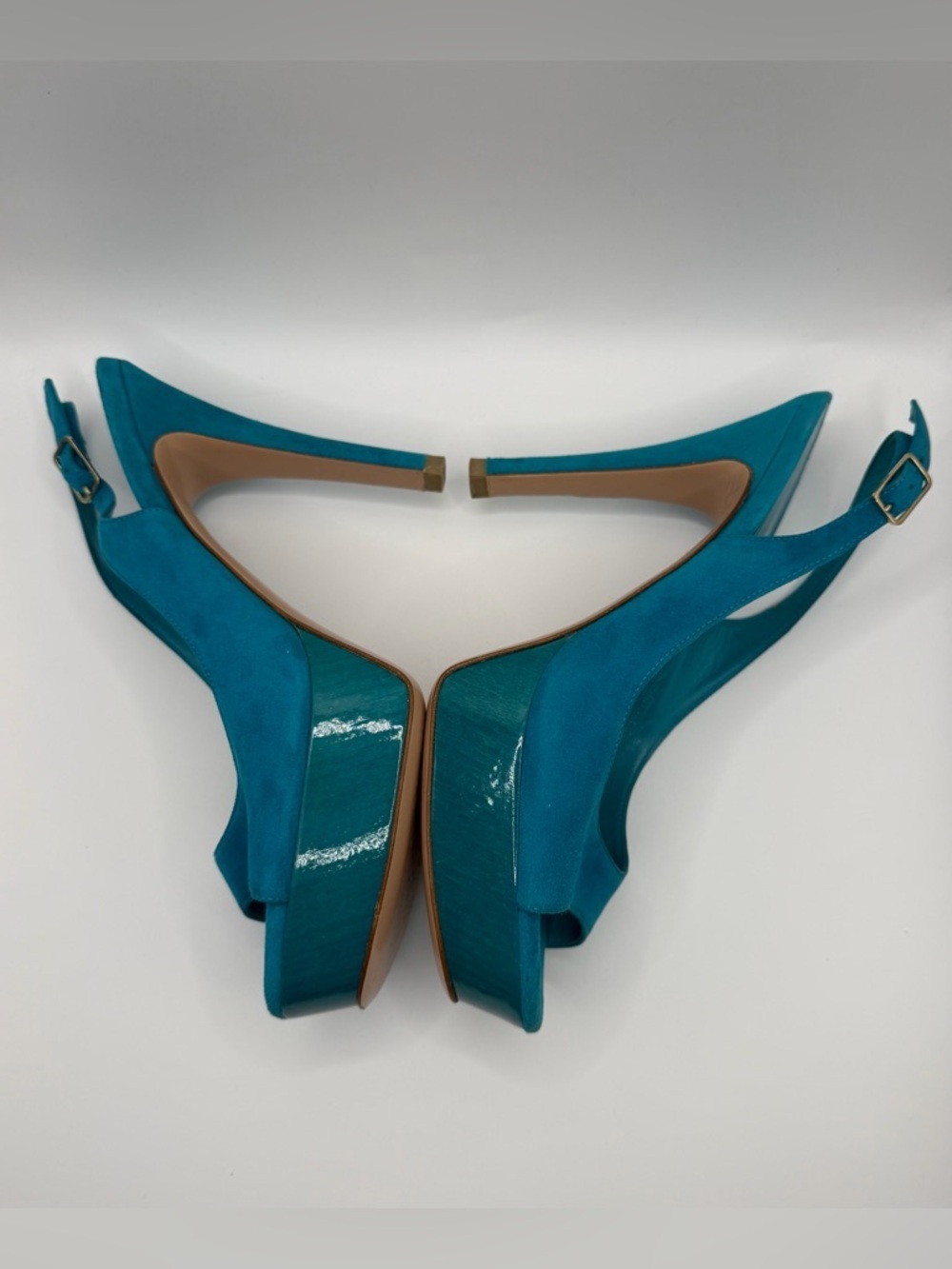 Gianvito Rossi | Teal Suede Platform Slingback | 37 - Picture 9 of 13